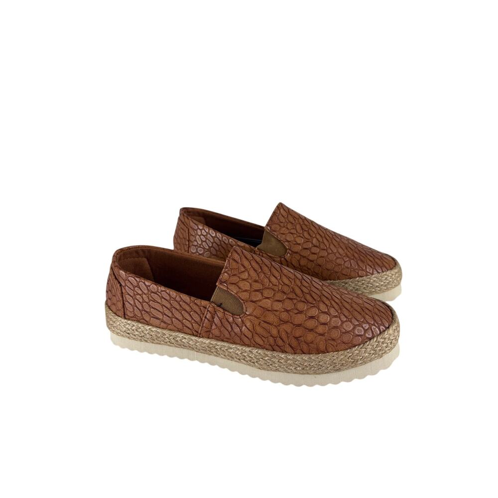 New Electric Karma Espadrille Sz 7 Lulu Camel Faux Croc Platform Slip On Flats